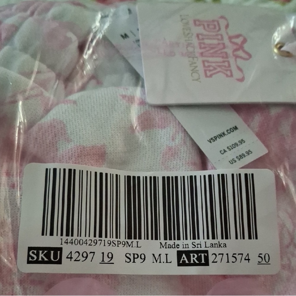 NWT LoveShackFancy x VS Pink Everblooming White wide leg sweatpants - M - Picture 10 of 13